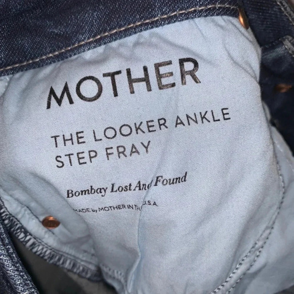 Mother The  Looker Ankle Step Fray Dark Wash 27 - Picture 7 of 13